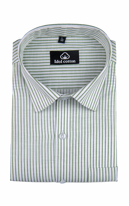 Mint Green Colour With White Premium Cotton Stripe Shirt