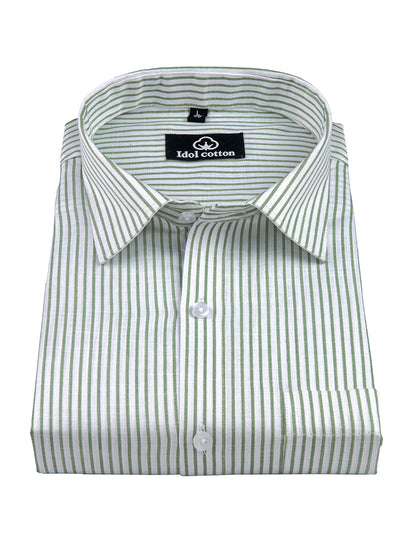 Mint Green Colour With White Premium Cotton Stripe Shirt
