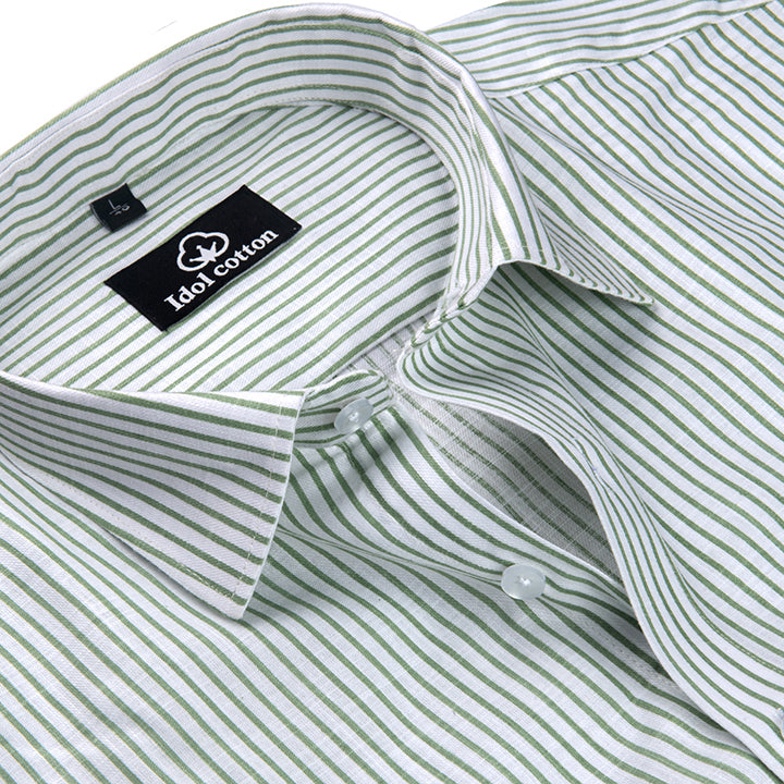 Mint Green Colour With White Premium Cotton Stripe Shirt
