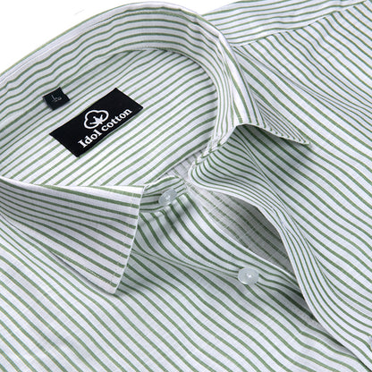 Mint Green Colour With White Premium Cotton Stripe Shirt