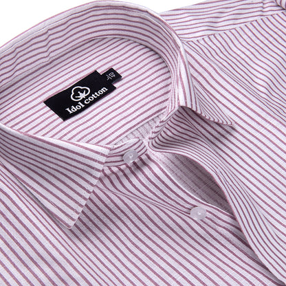 Rose Pink Colour Premium Cotton Shirt with Fine White Stripes