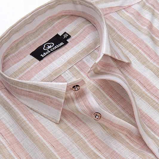 Linen Strip brown With Peach Light 