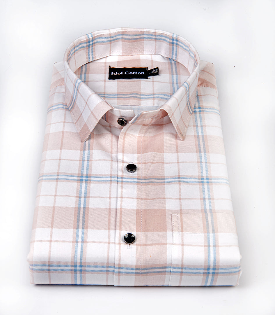 Pure cotton Paul smith print Check white with peetch colour