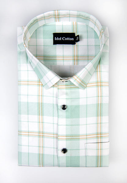 Pure  cotton Paul smith print White with Pista green  check