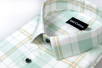 Pure  cotton Paul smith print White with Pista green  check