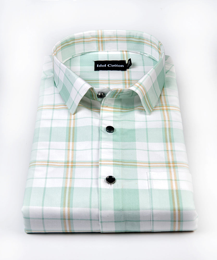 Pure  cotton Paul smith print White with Pista green  check