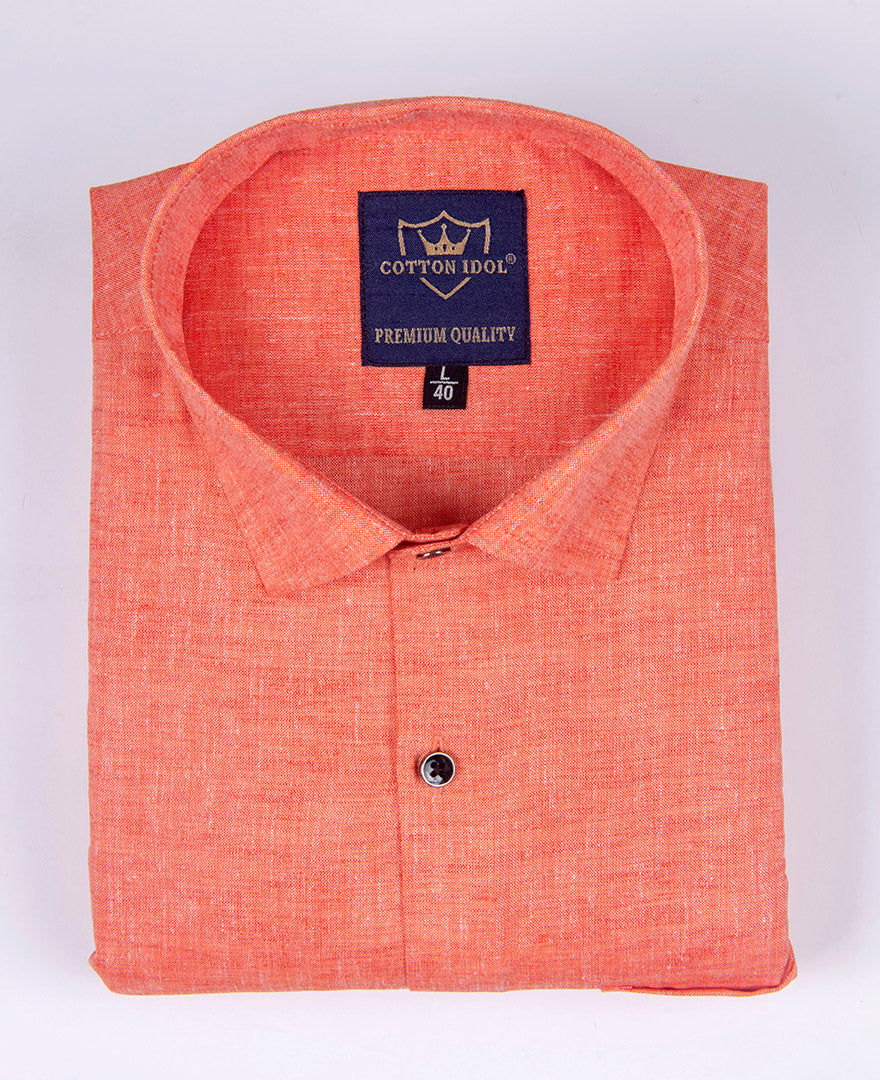 Orange color linen cotton shirt