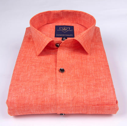 Orange color linen cotton shirt