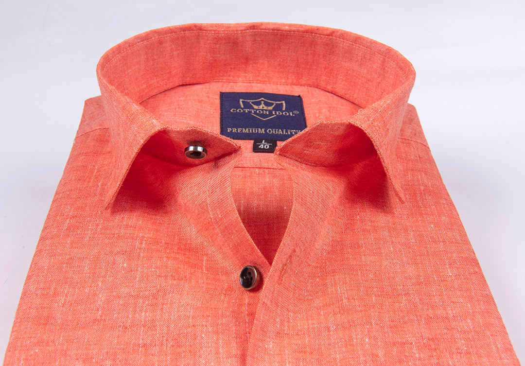 Orange color linen cotton shirt