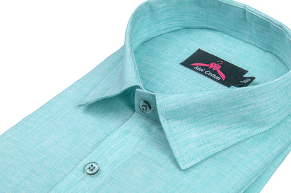 Cotton Linen Aqua Blue Shirt for Men