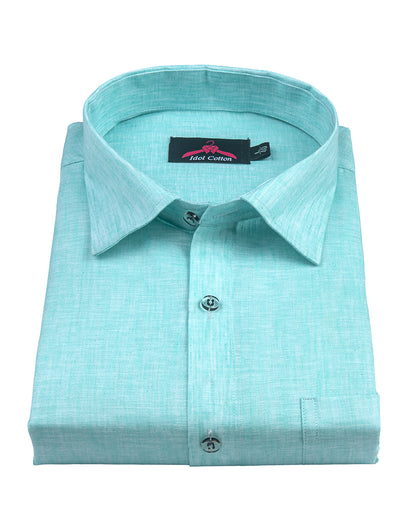 Cotton Linen Aqua Blue Shirt for Men