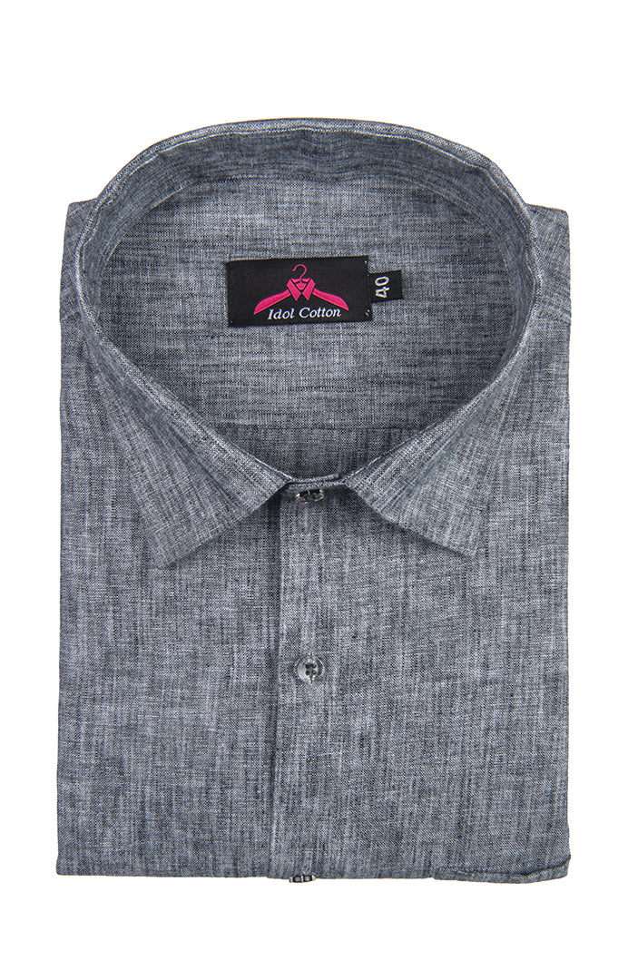 Cotton Linen Dark Gray Color Shirt for Men