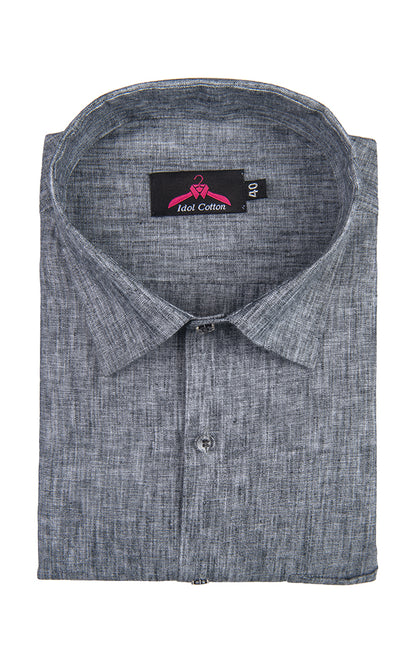 Cotton Linen Dark Gray Color Shirt for Men