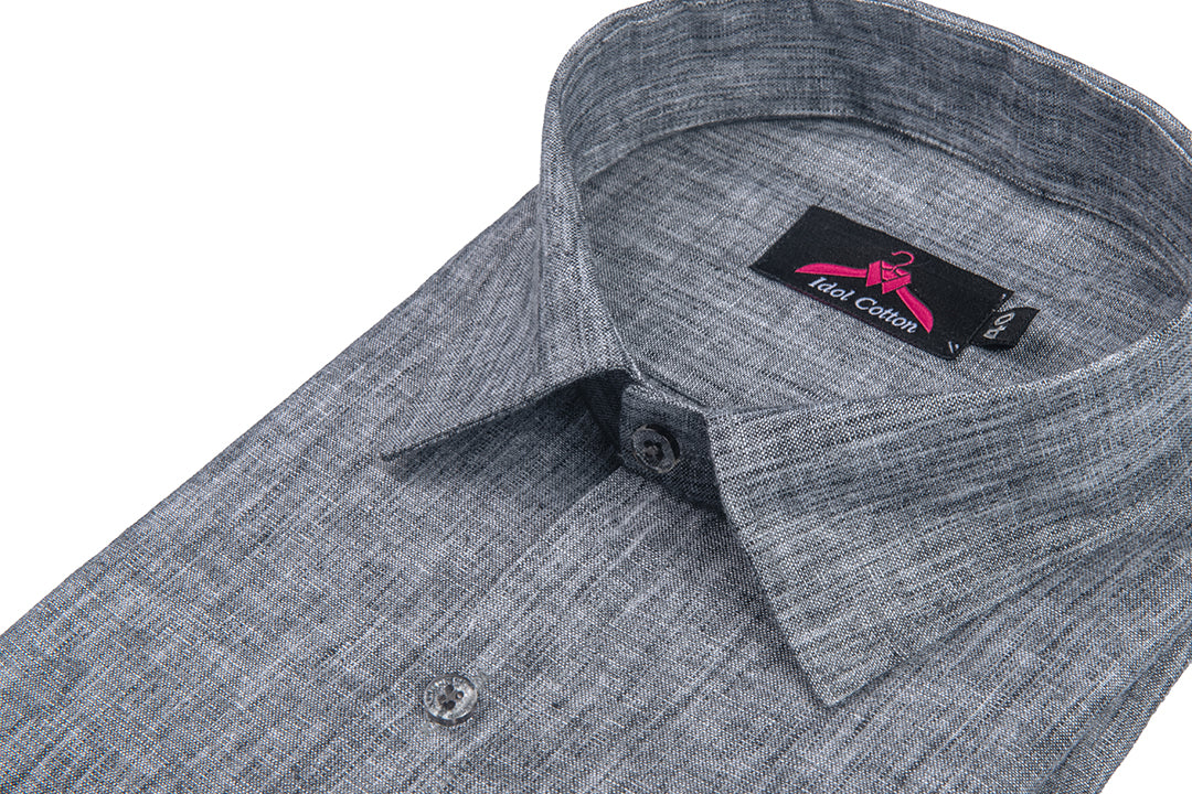 Cotton Linen Dark Gray Color Shirt for Men