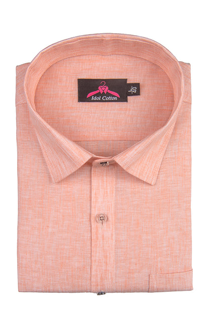 Cotton Linen Peach Color Shirt for Men