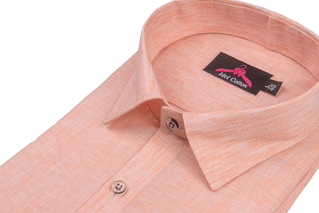 Cotton Linen Peach Color Shirt for Men