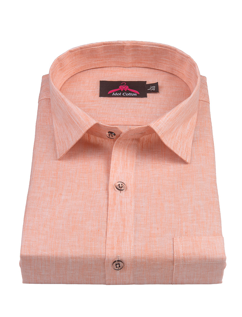 Cotton Linen Peach Color Shirt for Men