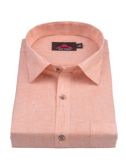 Cotton Linen Peach Color Shirt for Men