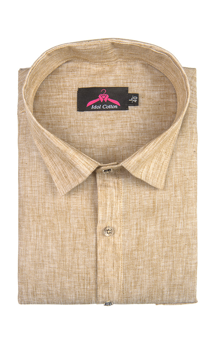 Linen Cotton Bright Fawn Color Shirt for Men