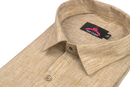 Linen Cotton Bright Fawn Color Shirt for Men