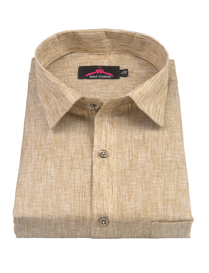 Linen Cotton Bright Fawn Color Shirt for Men