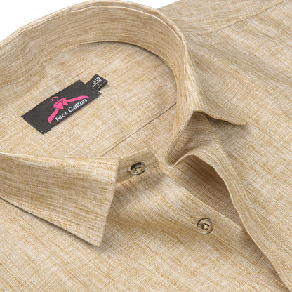Linen Cotton Bright Fawn Color Shirt for Men