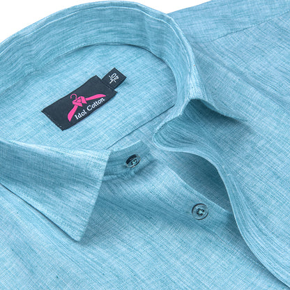 Cotton Linen Sky Blue Shirt for Men