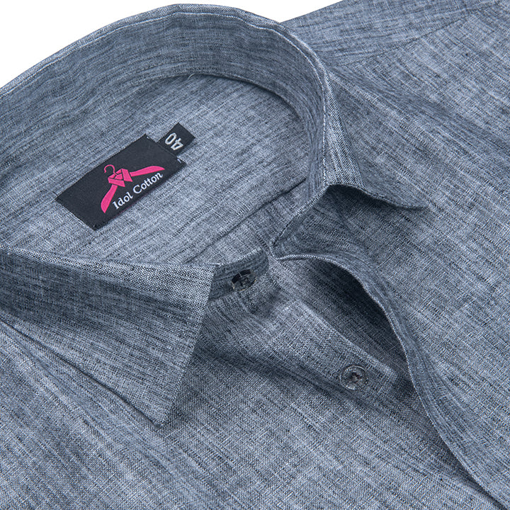Cotton Linen Dark Gray Color Shirt for Men