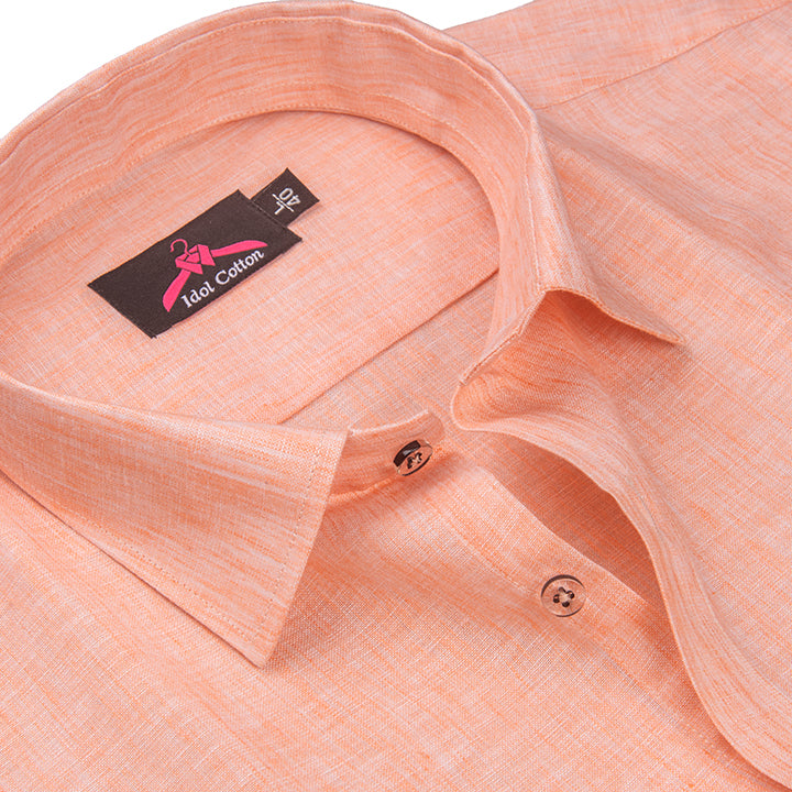 Cotton Linen Peach Color Shirt for Men