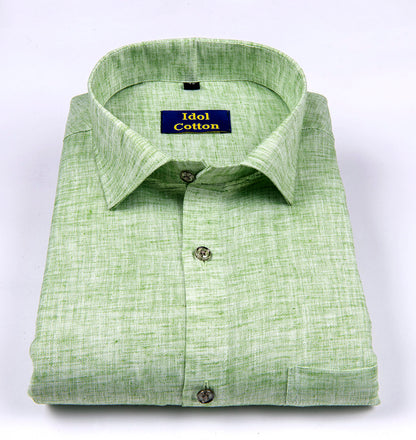 Pure Linen cotton pista green colour  