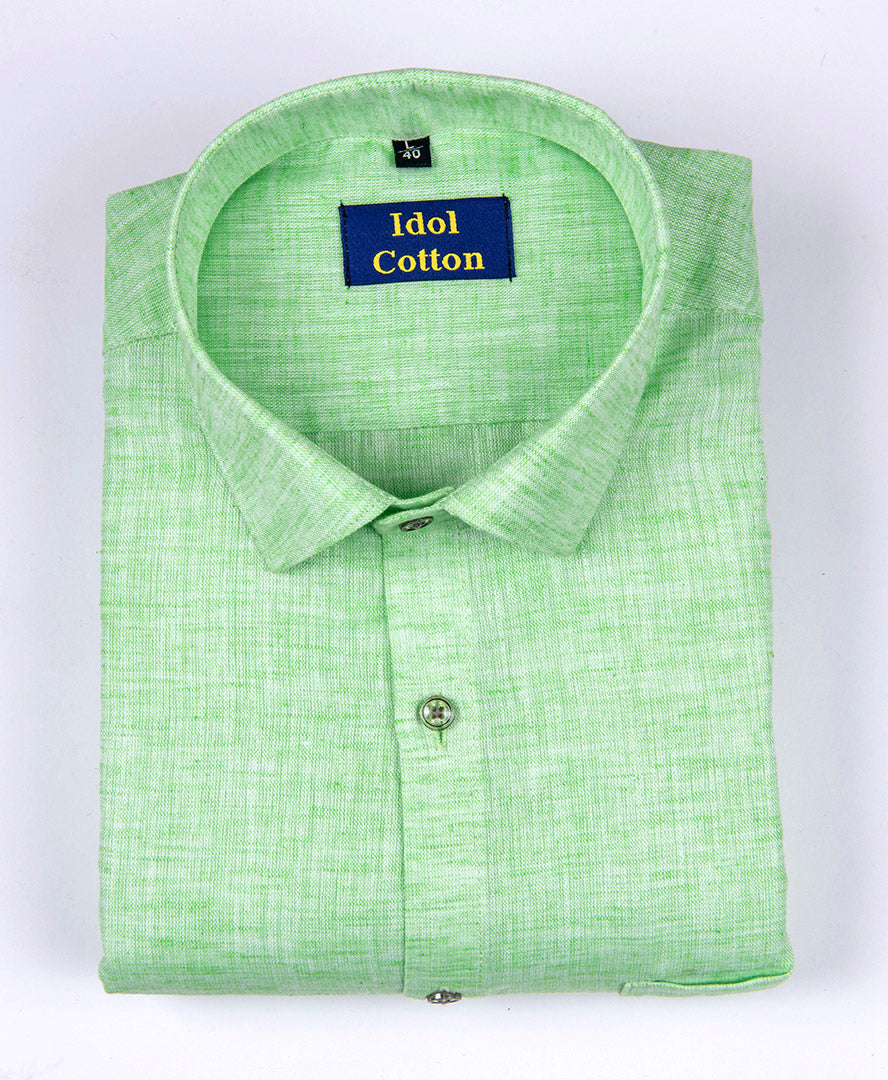 Pure Linen cotton parrot green colour