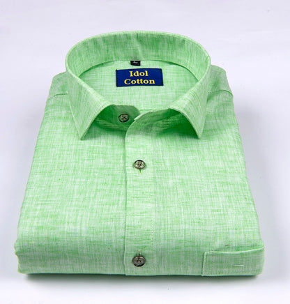 Pure Linen cotton parrot green colour