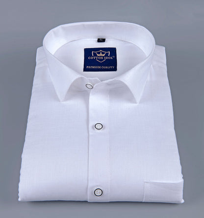 Pure white linen cotton twill slub