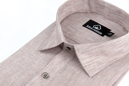 Woven Cotton Fine Striped Light Peach Color