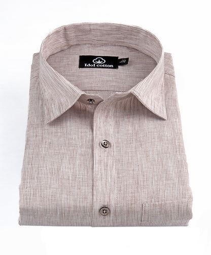 Woven Cotton Fine Striped Light Peach Color