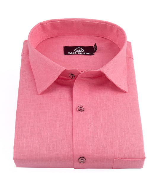 Pink Color Blended Linen For Men