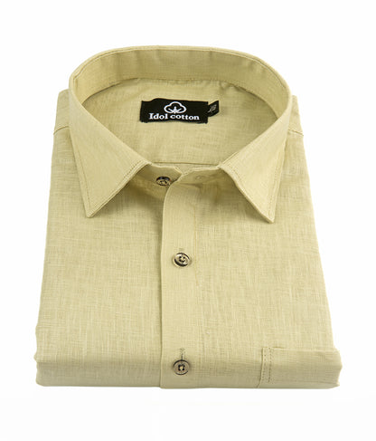 Pistel Green Colour Blended Linen For Men
