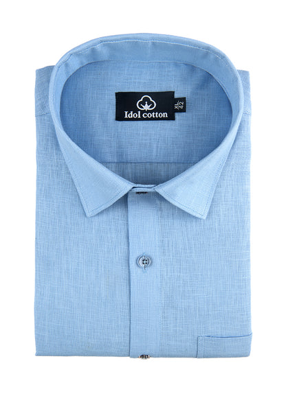 Sky Blue Colour Blended Linen For Men