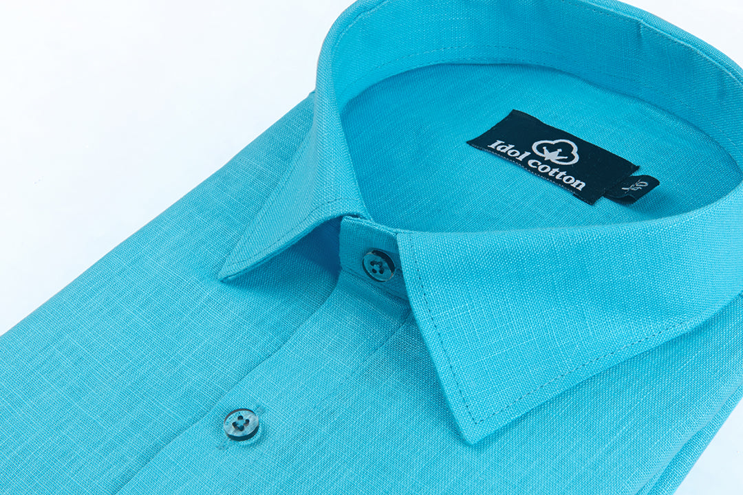 Sky Colour Blended Linen For Men