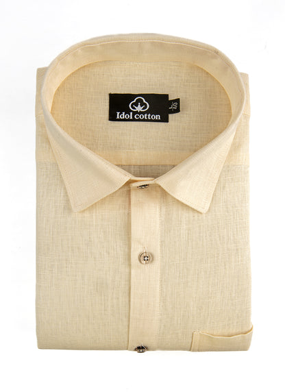 Cream Color Blended Linen For Men