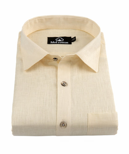 Cream Color Blended Linen For Men