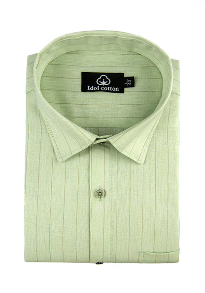 Bamboo Linen Strip Pistel Green