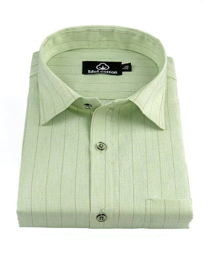 Bamboo Linen Strip Pistel Green