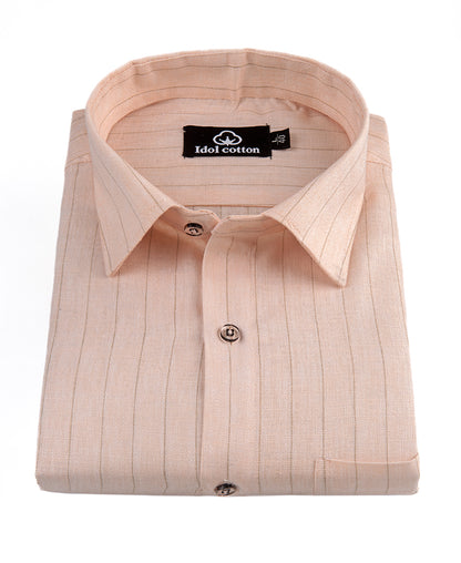 Bamboo Linen Strip Peach Color