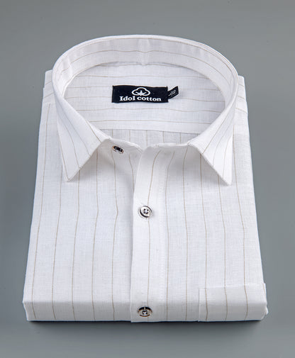 Bamboo Linen Strip White Color