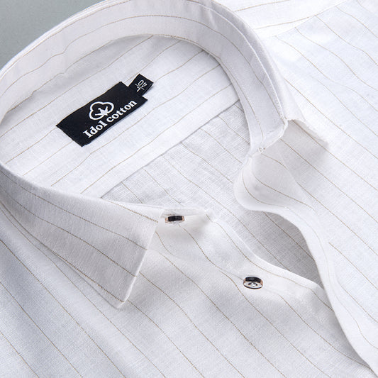 Bamboo Linen Strip White Color