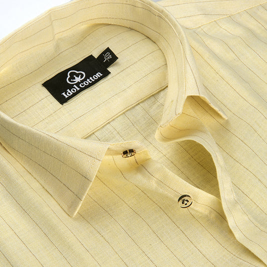 Bamboo Linen Strip Light Lemon Colour