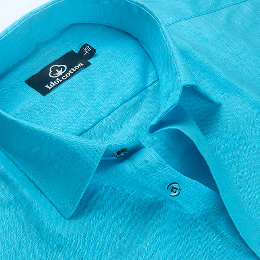 Sky Colour Blended Linen For Men