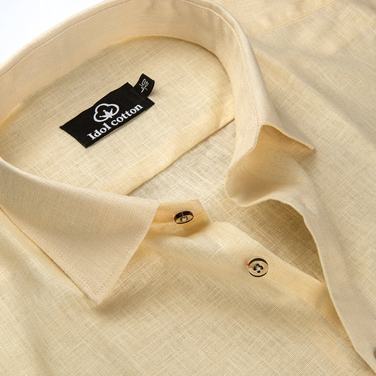 Cream Color Blended Linen For Men