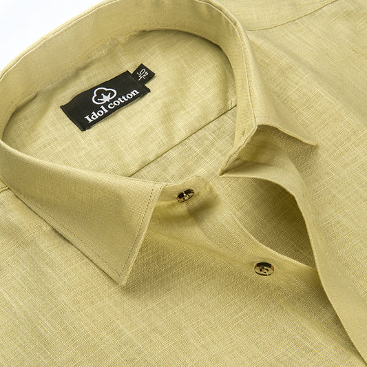 Pistel Green Colour Blended Linen For Men